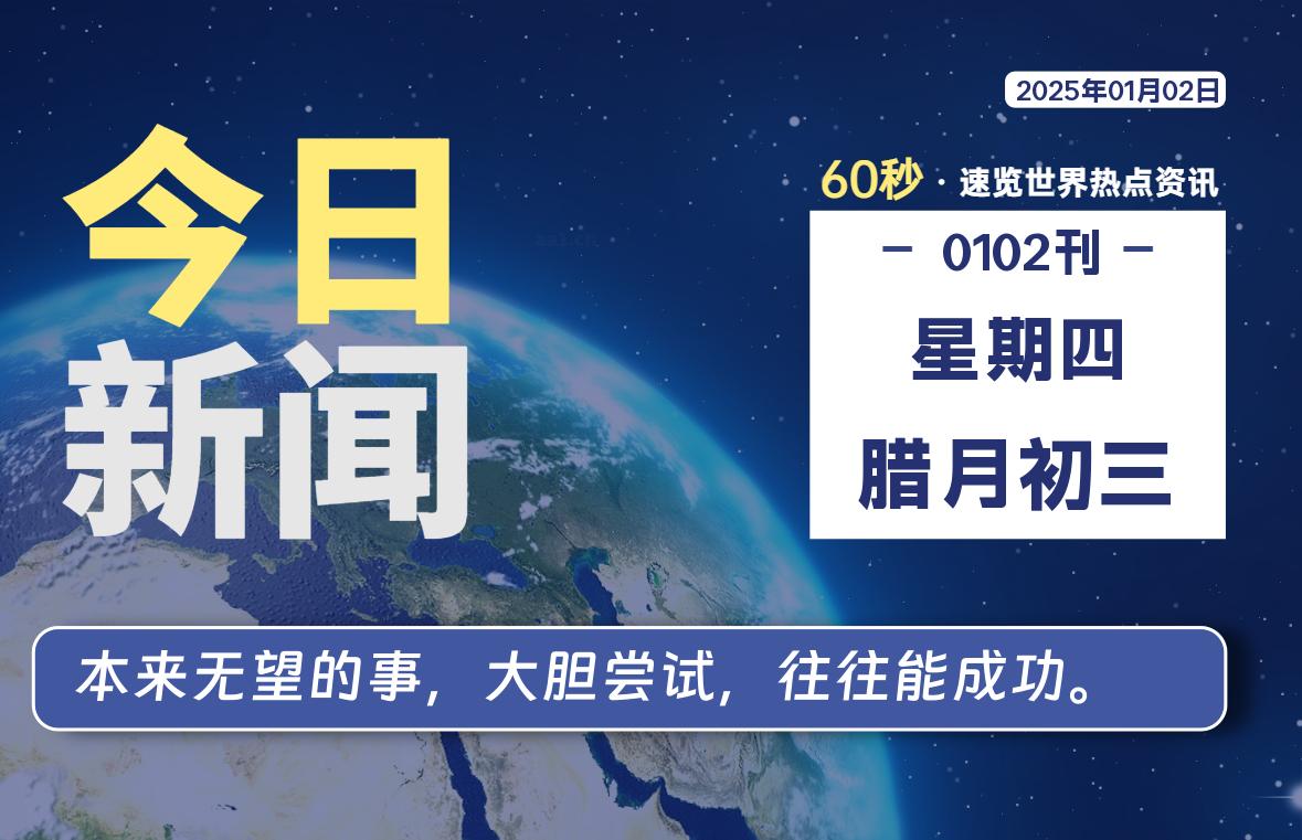 01月02日，星期四, 每天60秒读懂全世界！-小磊分享网